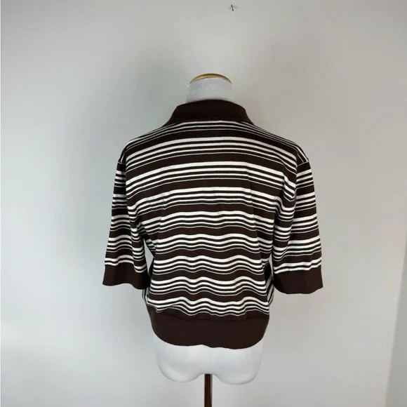 NWT Lovers + Friends Sheeva Stripe Polo in Brown & Ivory Revolve Size M - Picture 7 of 9